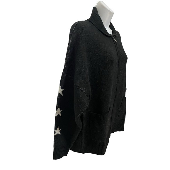 Spirit Jersey NWT Unisex Black Zip Up Cardigan Sweater Far Out Robot Oversized S - Picture 4 of 10